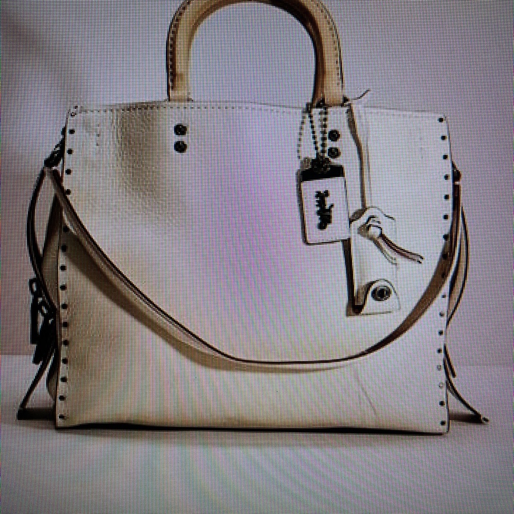 Coach Cream and Tan Pebbled Leather Shoulder Bag - Picture 10 of 10